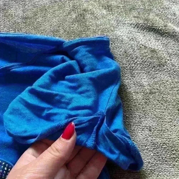 Armani Exchange Bright Blue White Neck T-Shirt with Rhinestone Pocket De… - Picture 4 of 6